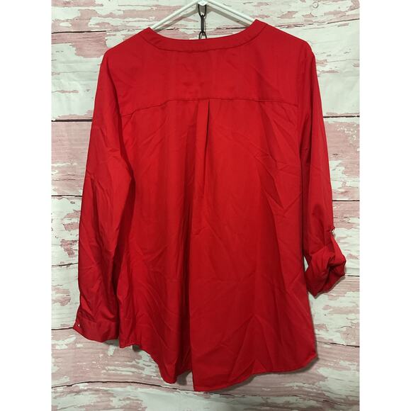NEW Adrienne Vittadini XL Red Blouse - Picture 5 of 10